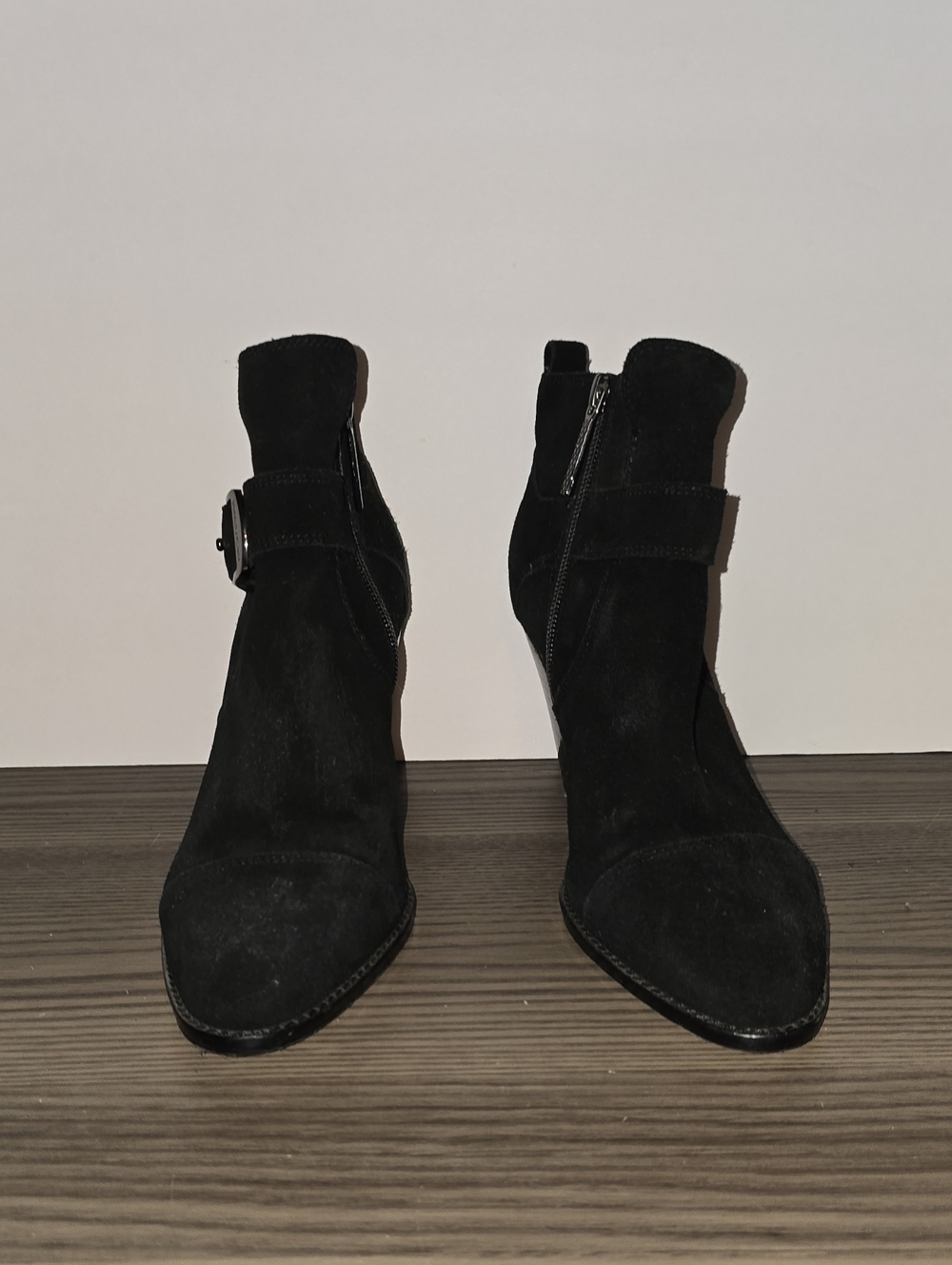 Donald J. Pliner Black Suede Ankle Booties with Buckle #126